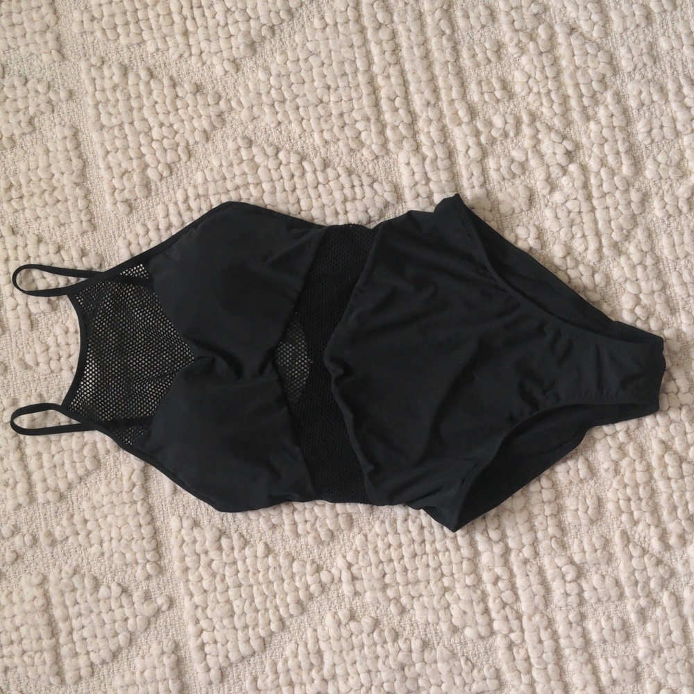 Afriel & Tabbris Sheer Mesh Panel High Neck One Piece Swimsuit